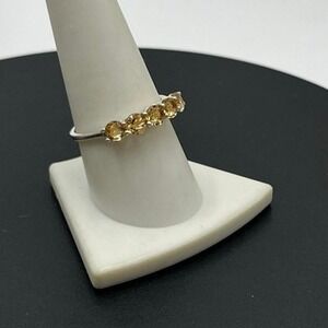 Chuck Clemency STS 925 Sterling Silver Citrine Five-Stone Band Ring
Size 9.5